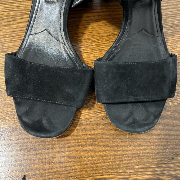 Prada Suede Heeled Sandals with Button Buckle - Picture 6 of 8